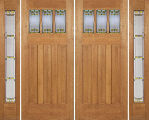 WDMA 96x84 Door (8ft by 7ft) Exterior Mahogany Barnsdale Double Door/2 Full-lite side w/ GO Glass 1