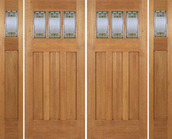 WDMA 96x84 Door (8ft by 7ft) Exterior Mahogany Barnsdale Double Door/2side w/ GO Glass 1