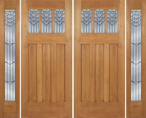 WDMA 96x84 Door (8ft by 7ft) Exterior Mahogany Barnsdale Double Door/2 Full-lite side w/ E Glass 1