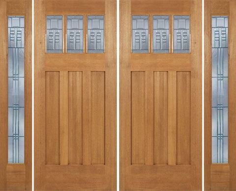 WDMA 96x84 Door (8ft by 7ft) Exterior Mahogany Barnsdale Double Door/2 Full-lite side w/ C Glass 1