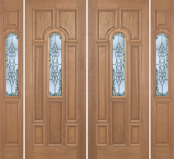 WDMA 96x96 Door (8ft by 8ft) Exterior Mahogany Revis Double Door/2side w/ Tiffany Glass - 8ft Tall 1