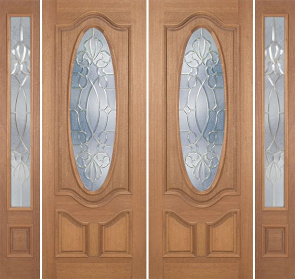 WDMA 96x96 Door (8ft by 8ft) Exterior Mahogany Carmel Double Door/2side w/ CO Glass - 8ft Tall 1