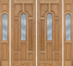 WDMA 96x96 Door (8ft by 8ft) Exterior Oak Carrick Double Door/2side w/ C Glass - 8ft Tall 1