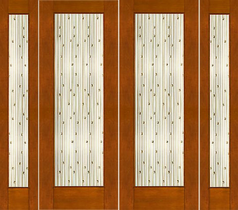 WDMA 96x96 Door (8ft by 8ft) Exterior Mahogany Double 2-1/4in Thick Doors Sidelights Art Glass Iron Work 1