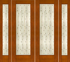 WDMA 96x96 Door (8ft by 8ft) Exterior Mahogany Double 2-1/4in Thick Doors Sidelights Art Glass Iron Work 1