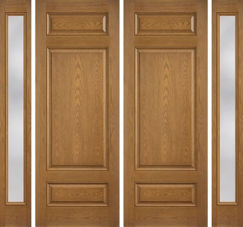 WDMA 96x96 Door (8ft by 8ft) Exterior Oak 8ft 3 Panel Classic-Craft Collection Double Door 2 Sides Clear Low-E 1