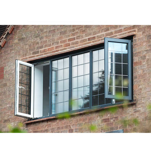 WDMA Black Aluminium Alloy Double Glazed Fixed Hinged Bay Window And Door Dubai