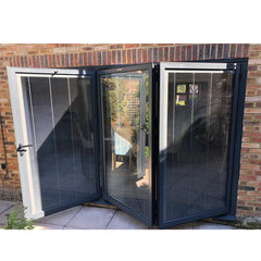 China WDMA Building Material 1.2-2.0 Thickness Bi Folding Aluminium Glass Door With Screen