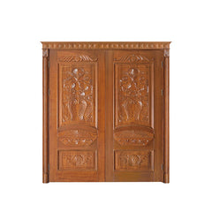 China WDMA China Main Double Door Wooden Main Entrance Door Carving Design