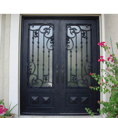 China WDMA iron door with net wrought iron french doors 