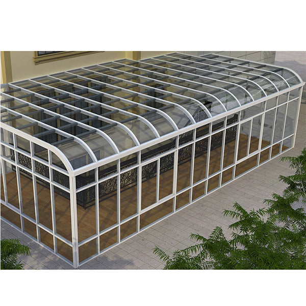 WDMA Outdoor Enclosure Garden Aluminium Frame Curved Glass Room Conservatory Roof Glass Sunroom System For Greenhouse On Sale