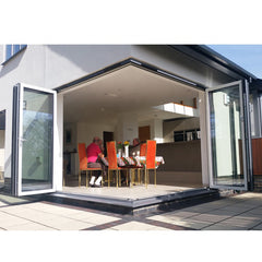 WDMA Standard Width Aluminium Alloy 4 Panel Balcony Sliding Tempered Glass Exterior Front Bifold Folding Entrance Door Window