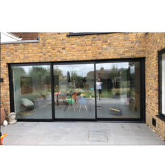 WDMA Top Hung Hanging Three Panel Triple Leaf Three Truck Tinted Sliding Side Glass Door Outside