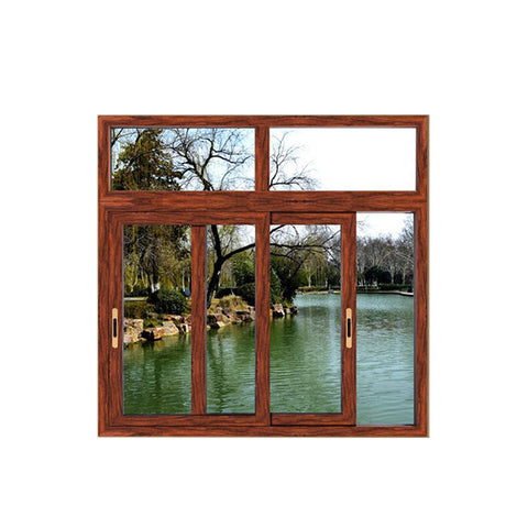 WDMA Wooden Grain Aluminium Triple Glass Bedroom 4 Panel Sliding Window