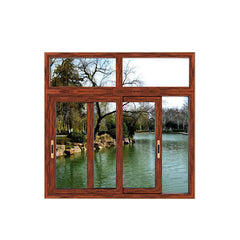 WDMA Wooden Grain Aluminium Triple Glass Bedroom 4 Panel Sliding Window