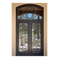 wholesale affordable grill design outdoor double black wrought iron entrance doors decorative clark hall on China WDMA