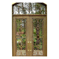 wholesale affordable grill design outdoor double black wrought iron entrance doors decorative clark hall on China WDMA