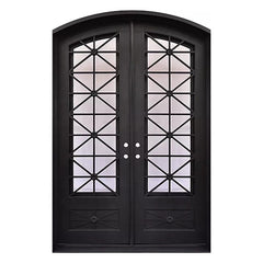 wholesale affordable grill design outdoor double black wrought iron entrance doors decorative clark hall on China WDMA