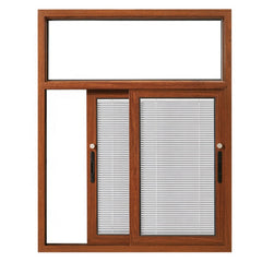 wooden grain frame aluminum sliding window built in blinds on China WDMA