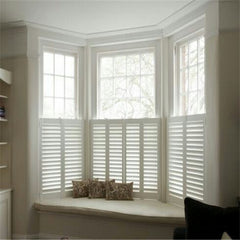 wooden shutter blades cheap cafe style half window plantation shutters on China WDMA